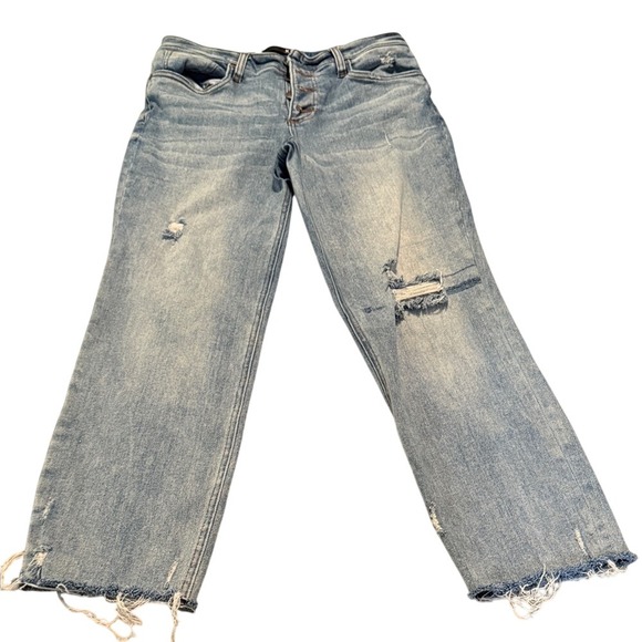 Kut from the Kloth Light Blue Ripped Jeans Ankle‎ Sz 6 Button Fly - Picture 2 of 6